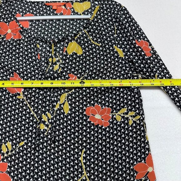 ModCloth Womens Floral Geometric Print Bell Sleeve Top Blouse Size M Retro Black - Picture 10 of 11